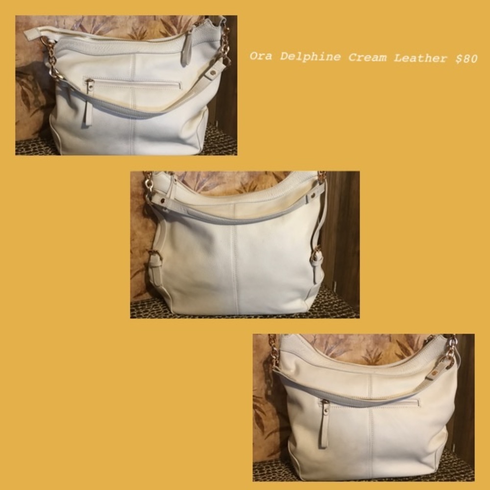 Ora Delphine cream leather purse
